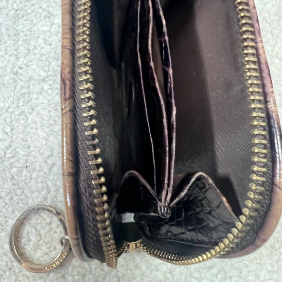 Brahmin Dark Brown Embossed Leather Mini wallet/coin zip around - Picture 6 of 10